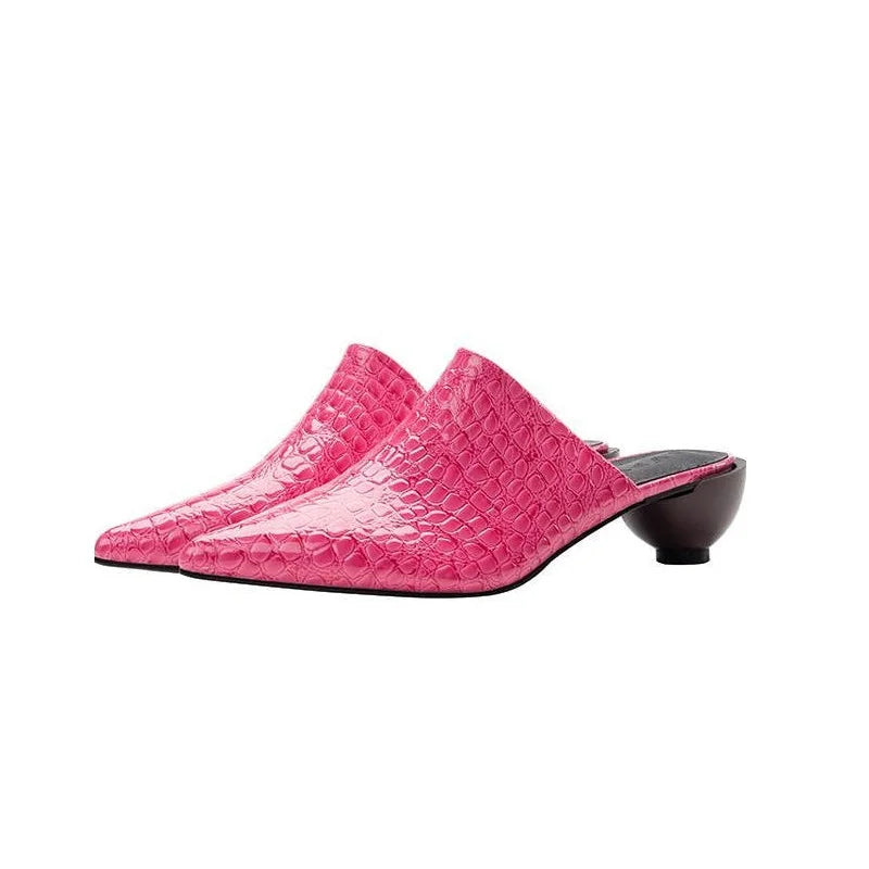 Sandals New European American Lady Slides Sexy Pointed Toe Ball Heel Slippers All Matched Women Summer Shoes Female Mules Shoe